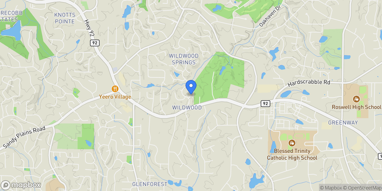 Map showing Roswell, Georgia, United States.