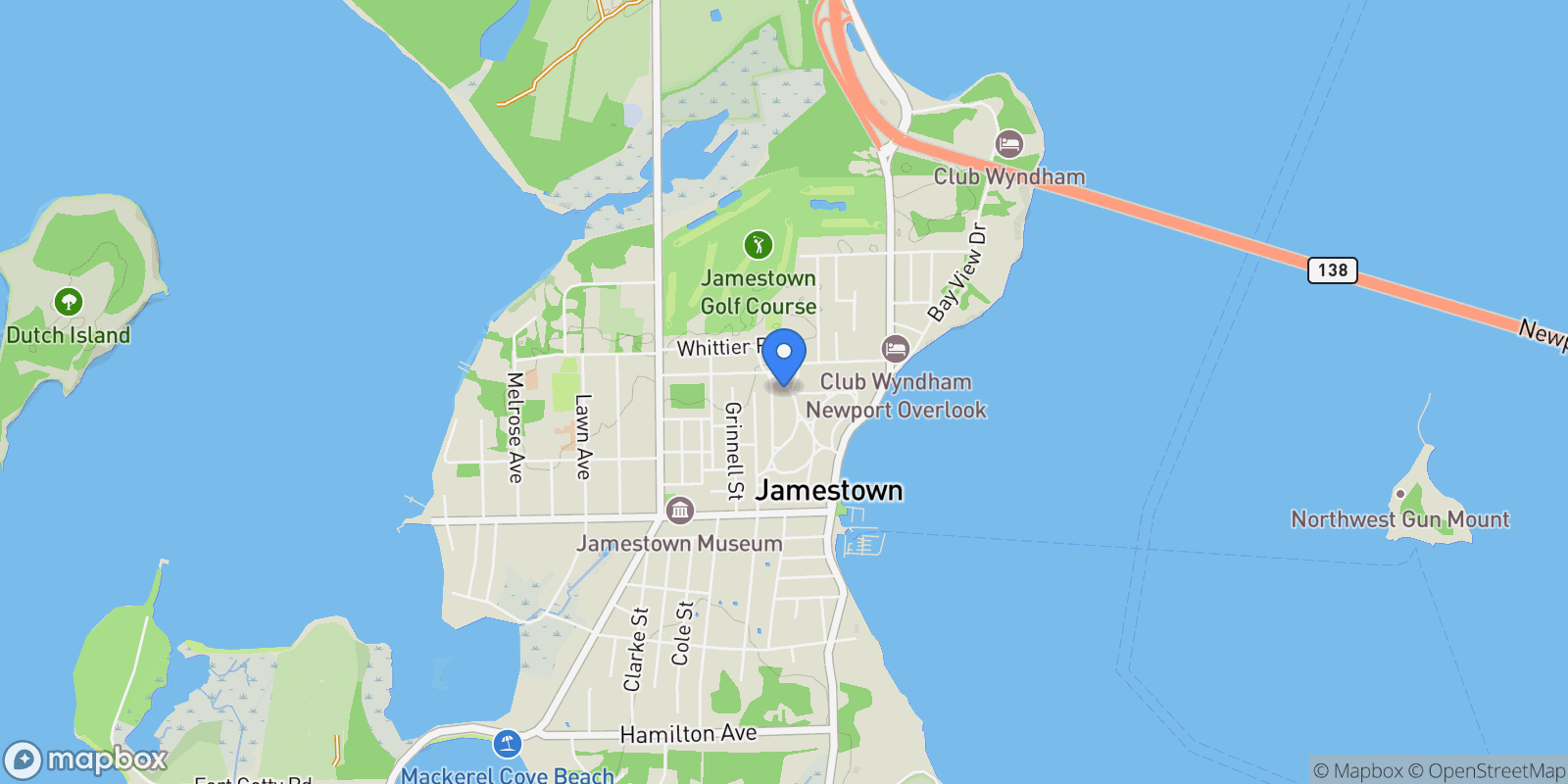 Map showing 63 Longfellow Road, Jamestown, RI, 02835, USA, Jamestown, Rhode Island, United States.