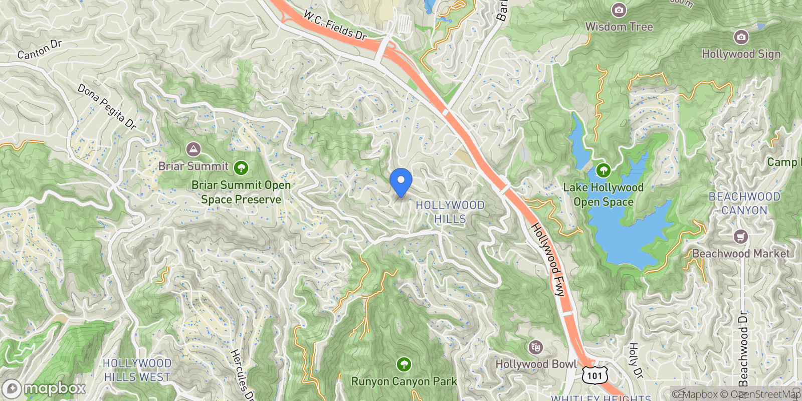 Map showing 2835 Oak Point Dr, Los Angeles, CA 90068, Los Angeles, California, United States.