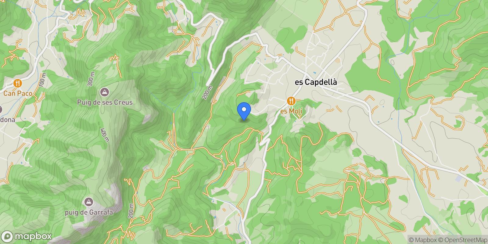 Map showing Es Capdellà, Calvià, BALEARES, Calvià, Calvia, Balearic Islands, Spain.