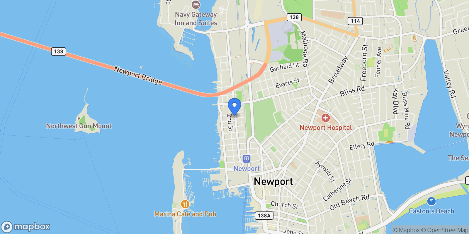Map showing 74 Third Street, Newport, RI, 02840, USA, Newport, Rhode Island, United States.