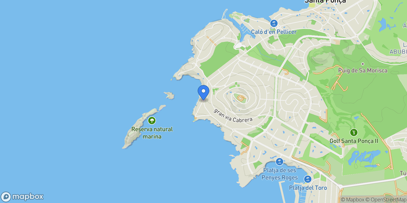 Map showing Santa Ponsa, Calvià, BALEARES, Calvià, Santa Ponsa, Balearic Islands, Spain.