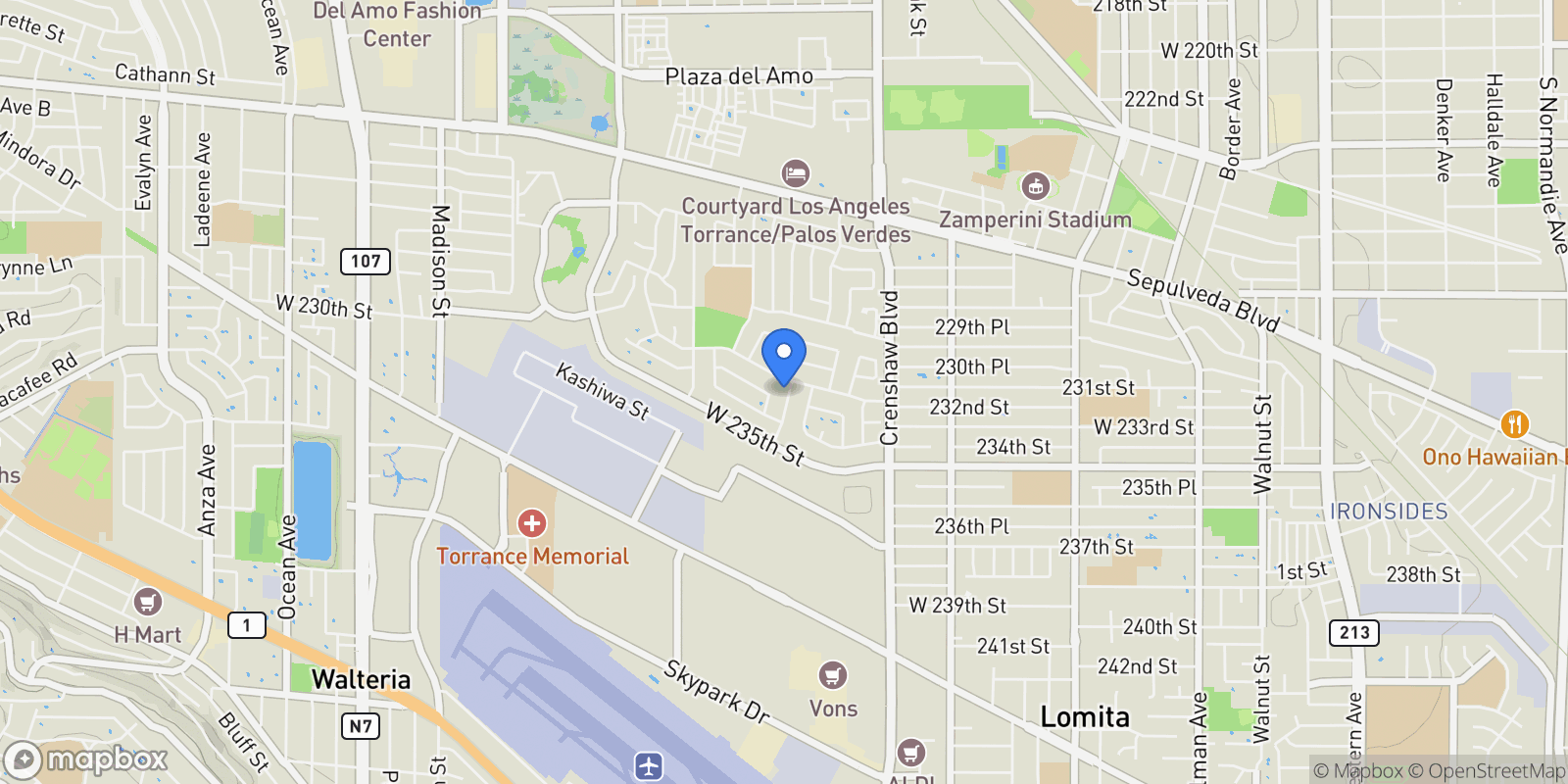 Map showing 23215 Elm, Torrance, CA 90505, Torrance, California, United States.