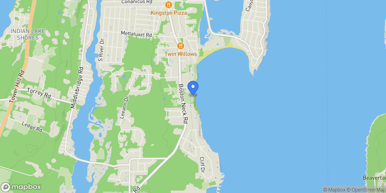 Map showing 727 Boston Neck Road, Narragansett, RI, 02882, USA, Narragansett, Rhode Island, United States.