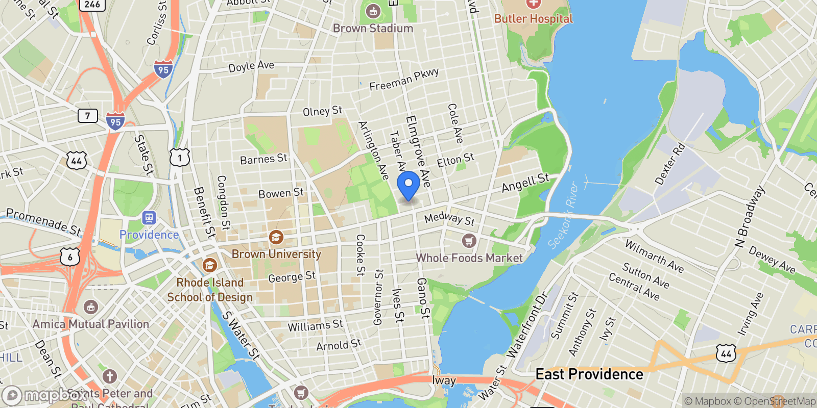 Map showing 20 Taber Avenue, Providence, RI, 02906, USA, Providence, Rhode Island, United States.