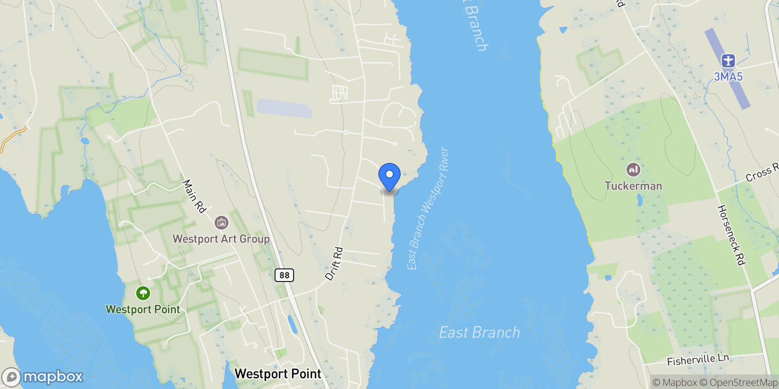 Map showing 1702 Drift Road, Westport, MA, 02790, USA, Westport, Massachusetts, United States.