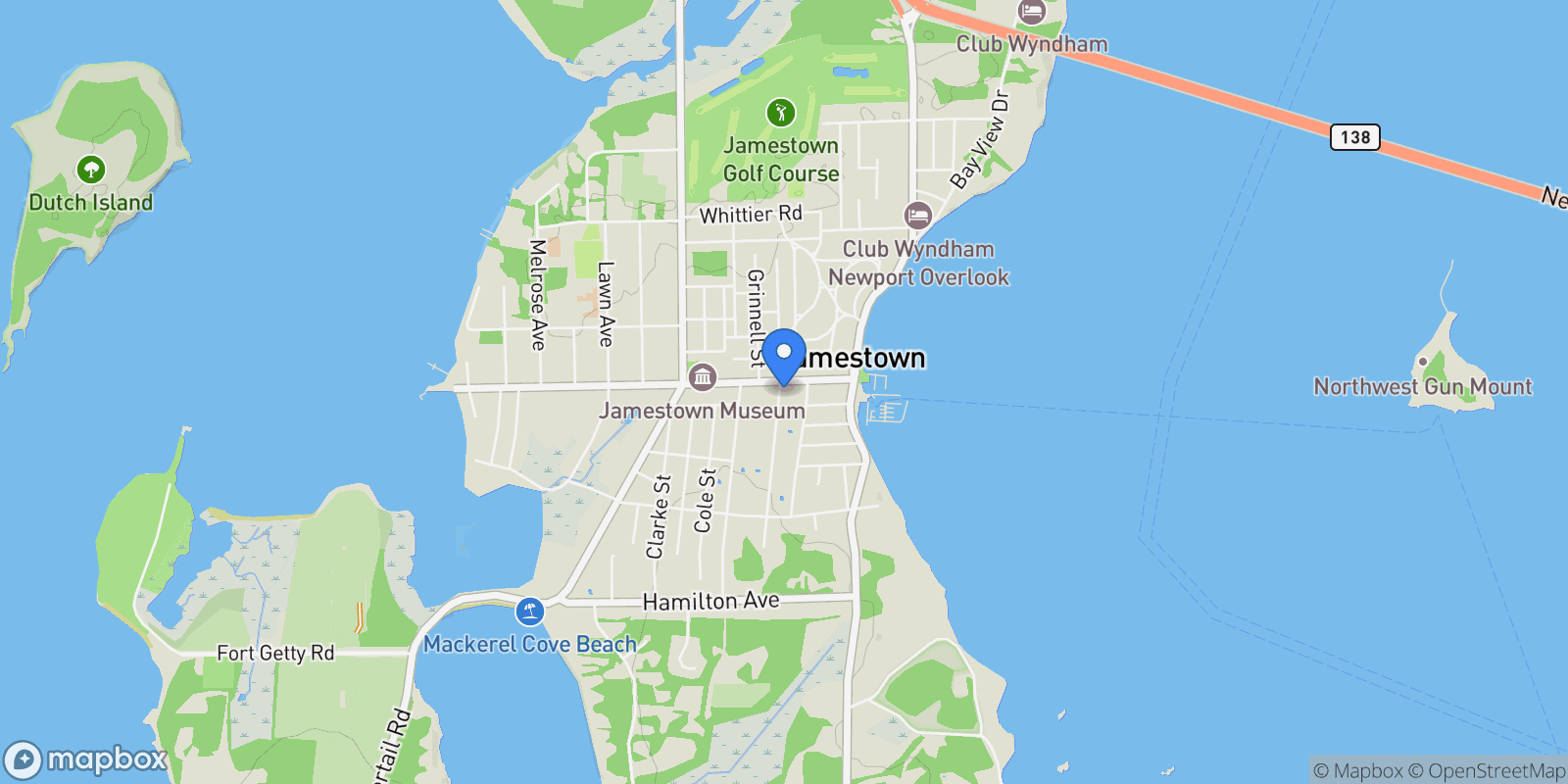 Map showing 5 Clinton Avenue, Jamestown, RI, 02835, USA, Jamestown, Rhode Island, United States.