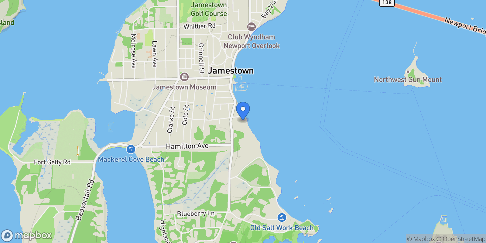 Map showing 41 Walcott Avenue, Jamestown, RI, 02835, USA, Jamestown, Rhode Island, United States.