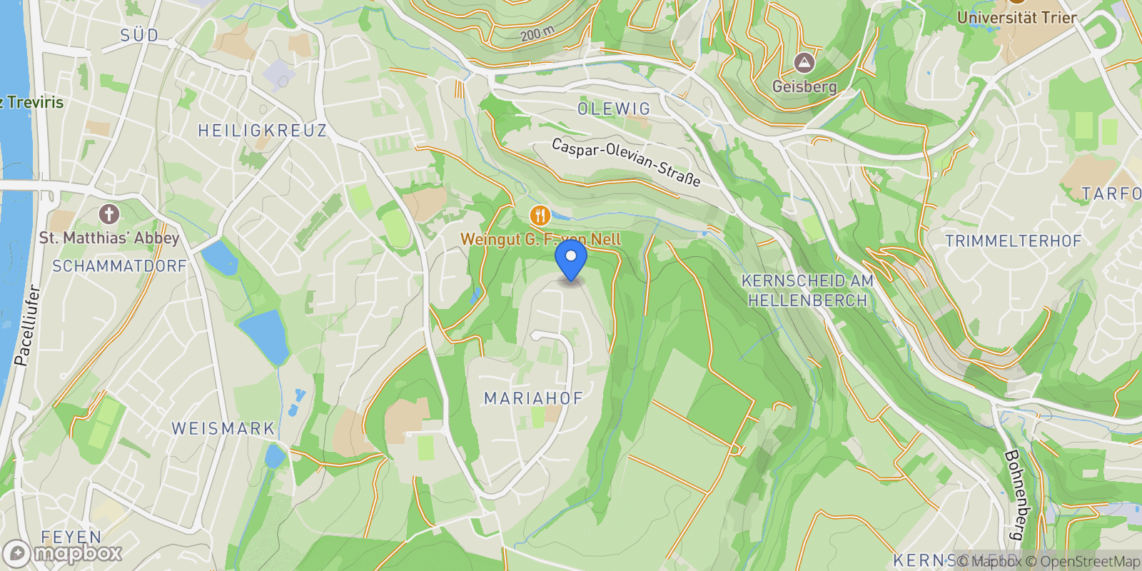 Map showing Greiffenklaustraße 40, Trier, Rhineland-Palatinate, Germany.