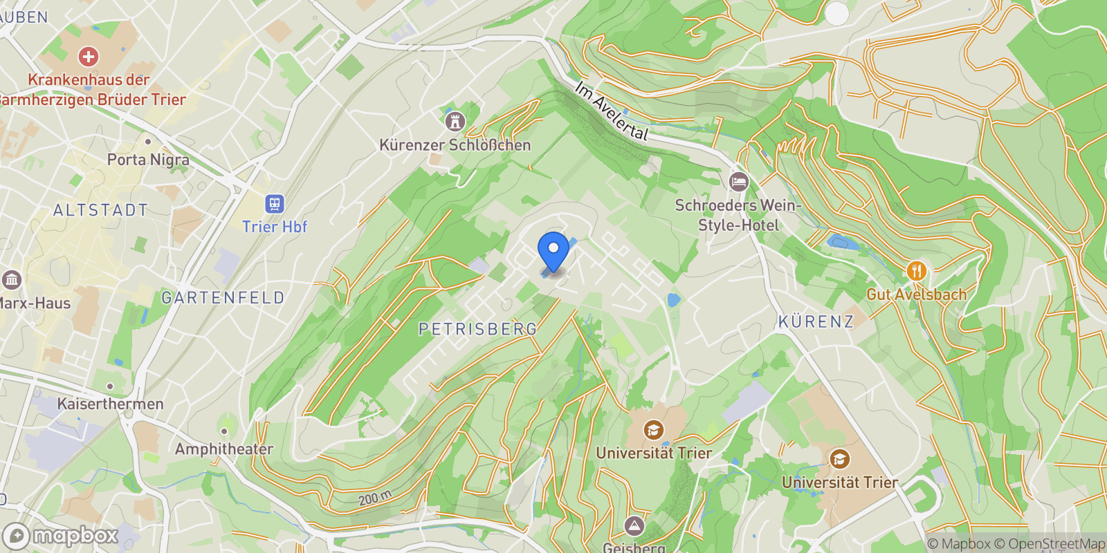 Map showing Peter-Joseph-Lenné-Straße 37, Trier, Rhineland-Palatinate, Germany.