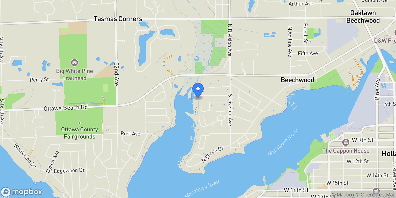 Map showing 798 Pine Bay Avenue, Holland, MI 49424, West Olive, Michigan, United States.