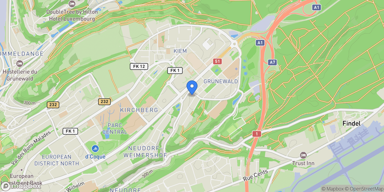Map showing Luxembourg, Luxembourg, Luxembourg.