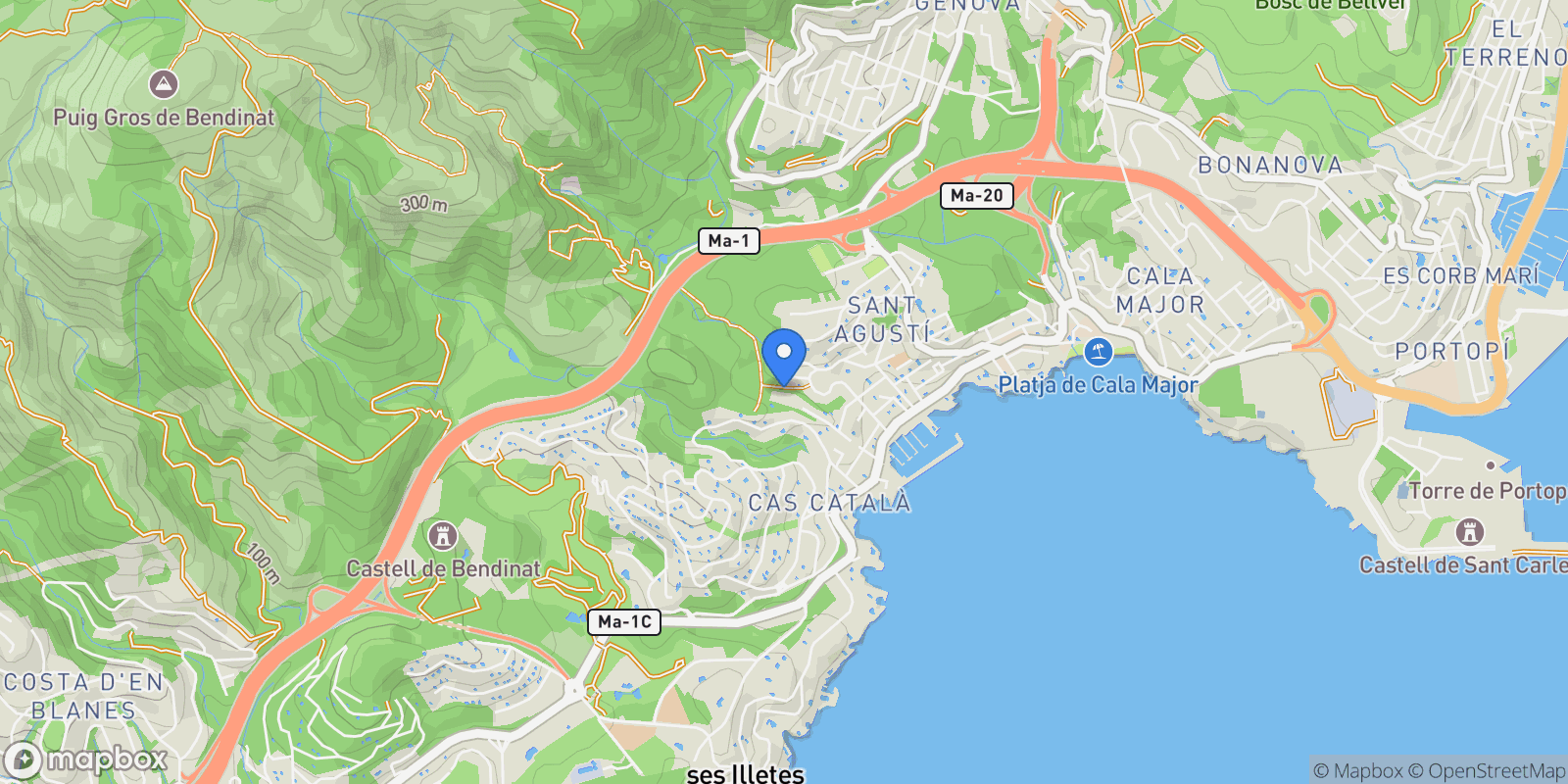 Map showing Cas Catala, Calvià, BALEARES, Calvià, Palma, Balearic Islands, Spain.