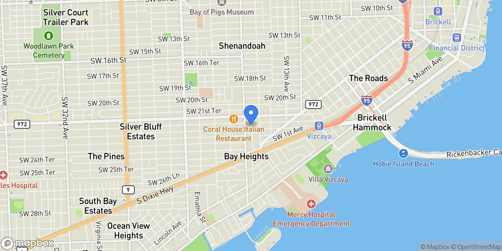 Map showing 2256 SW 16th Ct, Miami, Florida, United States.