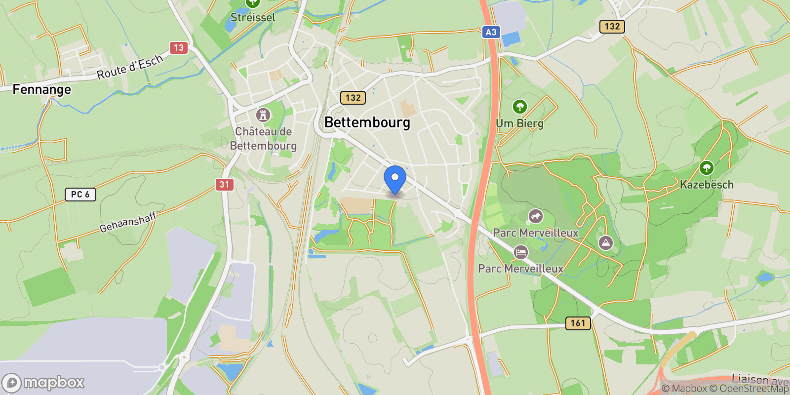 Map showing Bettembourg, Luxembourg District, Luxembourg.