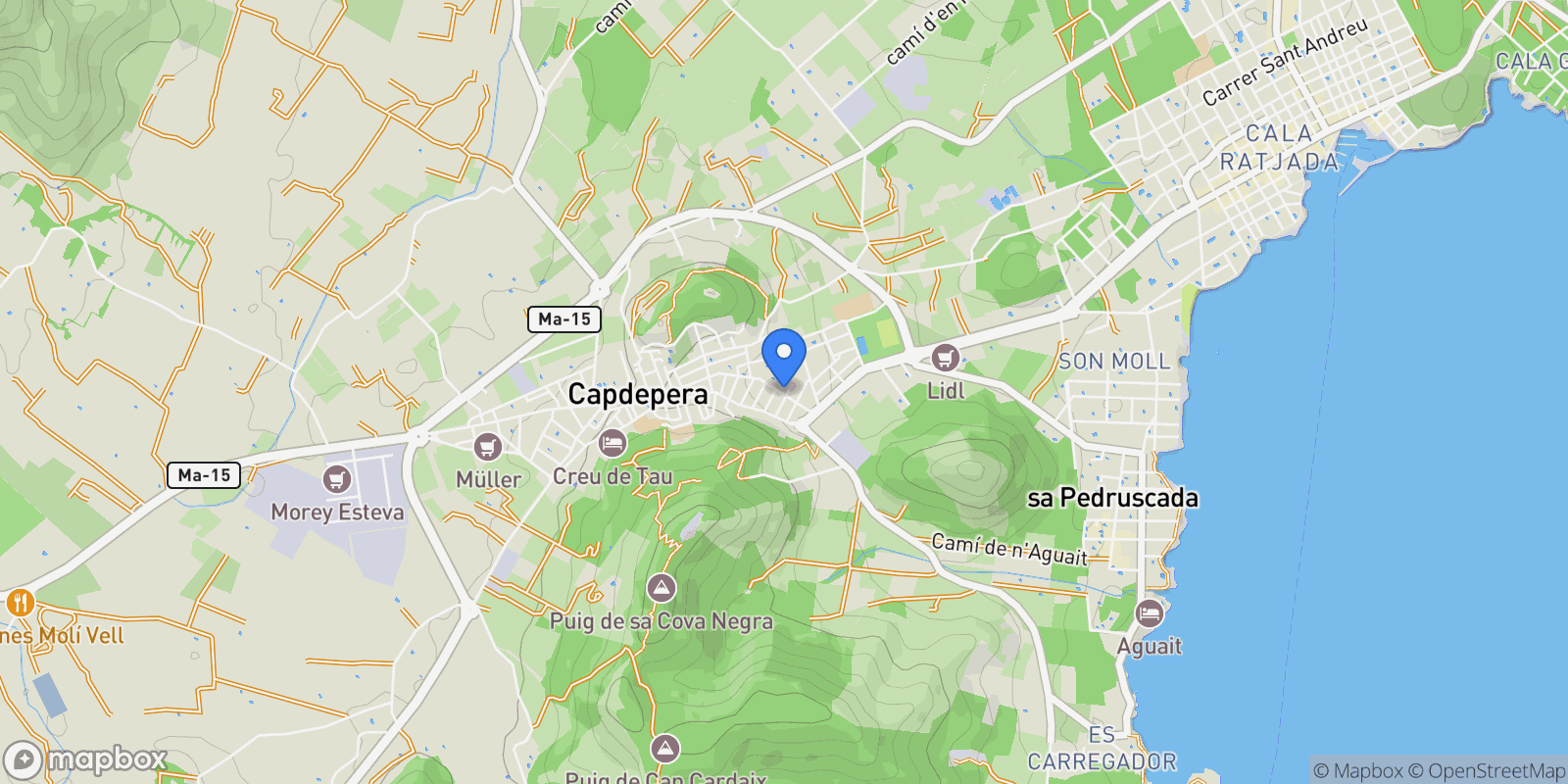Map showing Capdepera, Capdepera, BALEARES, Capdepera, Capdepera, Balearic Islands, Spain.