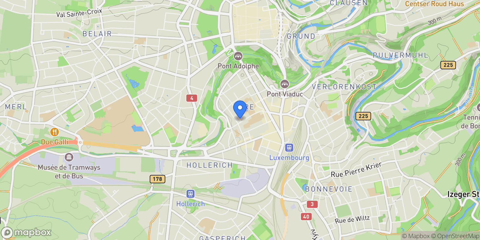 Map showing Luxembourg, Luxembourg, Luxembourg.