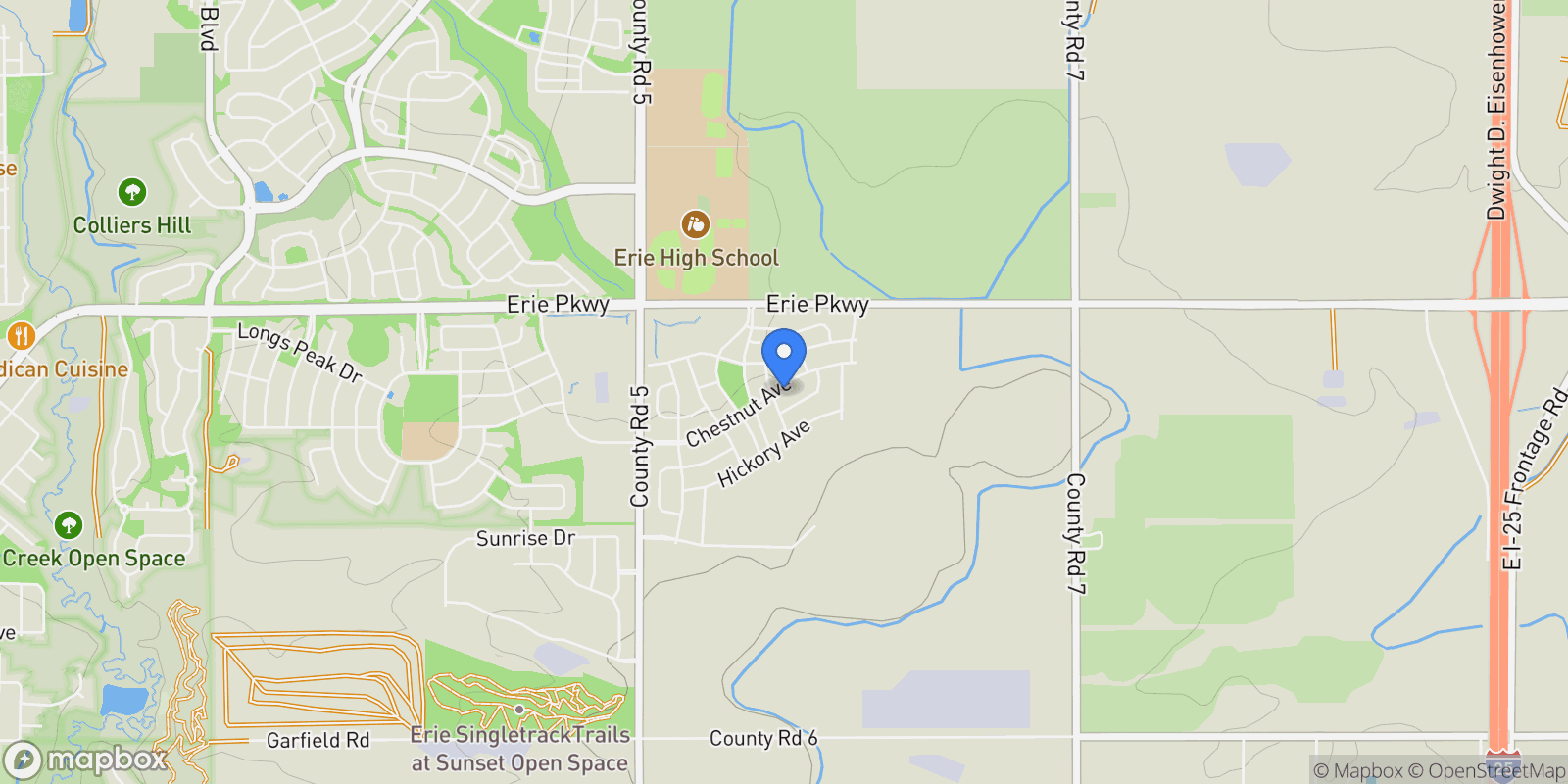 Map showing 1786 Chestnut Avenue, Erie, Colorado, United States.