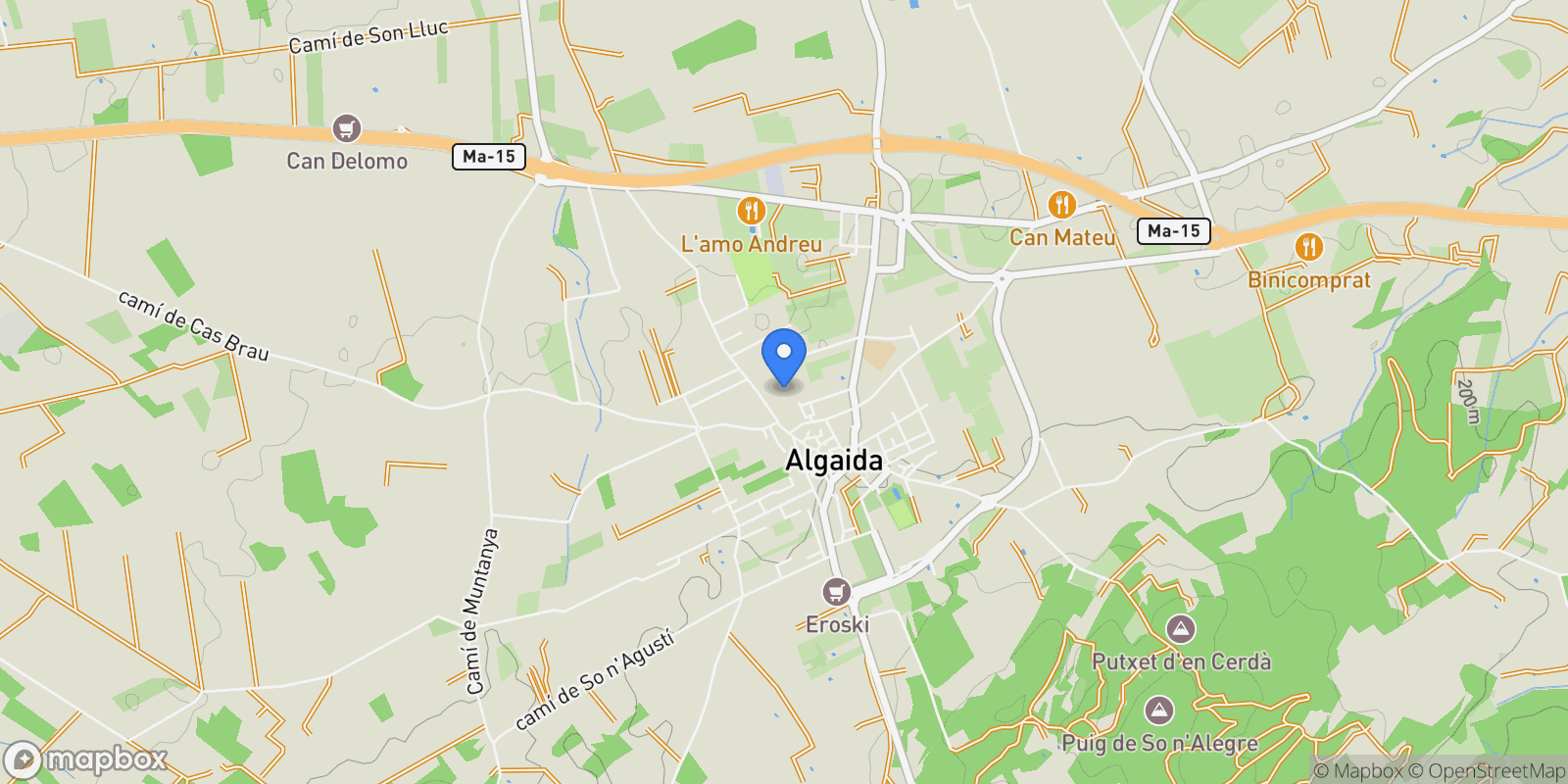 Map showing Algaida campo, Algaida, BALEARES, Algaida, Algaida, Balearic Islands, Spain.