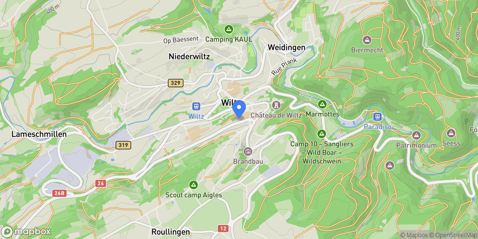Map showing Wiltz, Diekirch, Luxembourg.