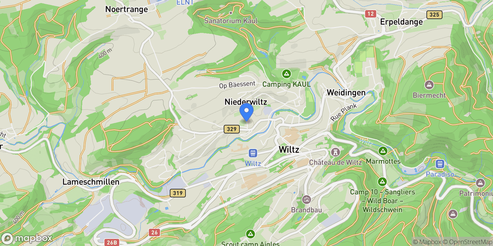 Map showing Wiltz, Diekirch, Luxembourg.