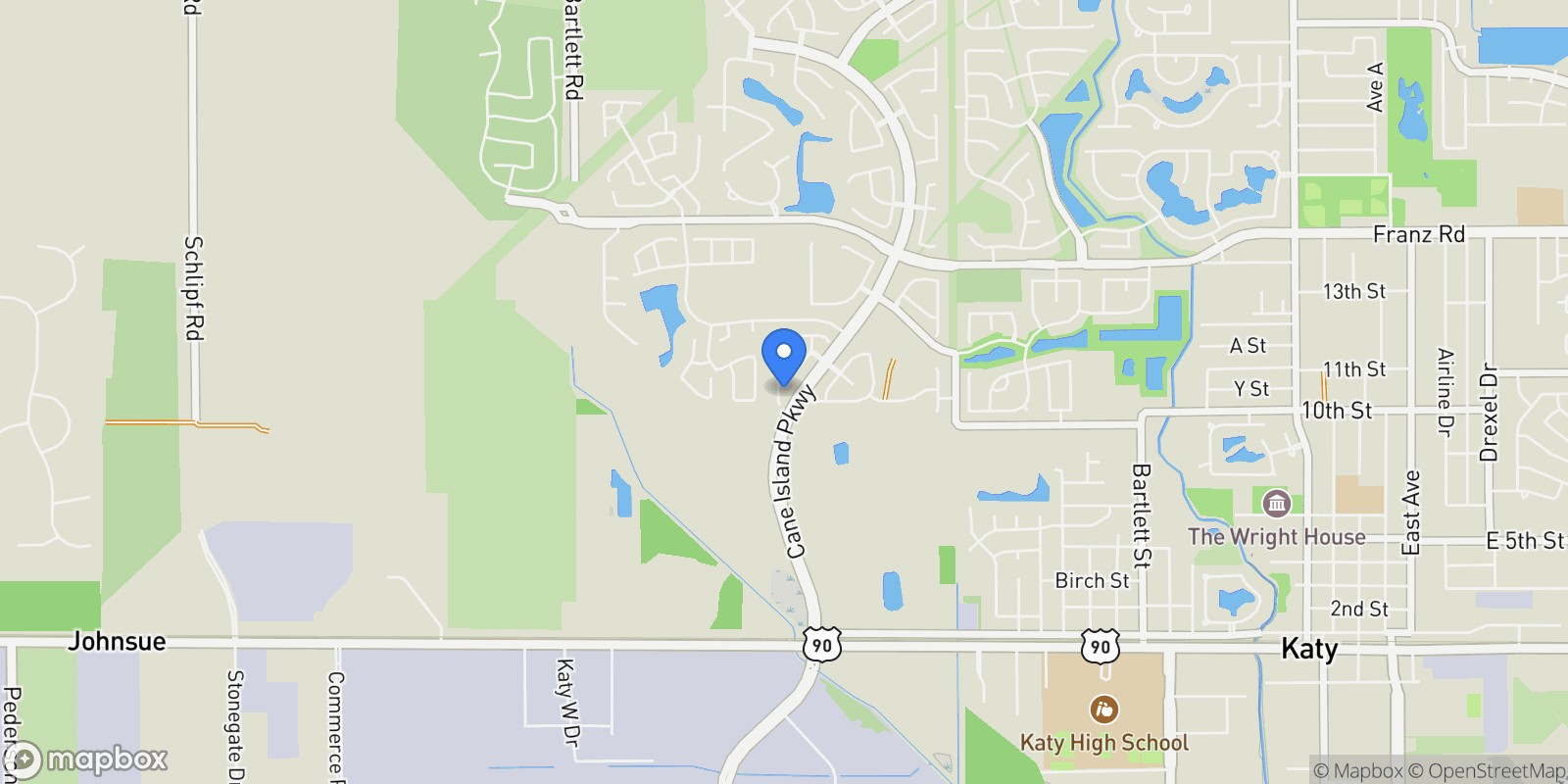 Map showing 1710 Rice Mill Drive, Katy, Texas, United States.