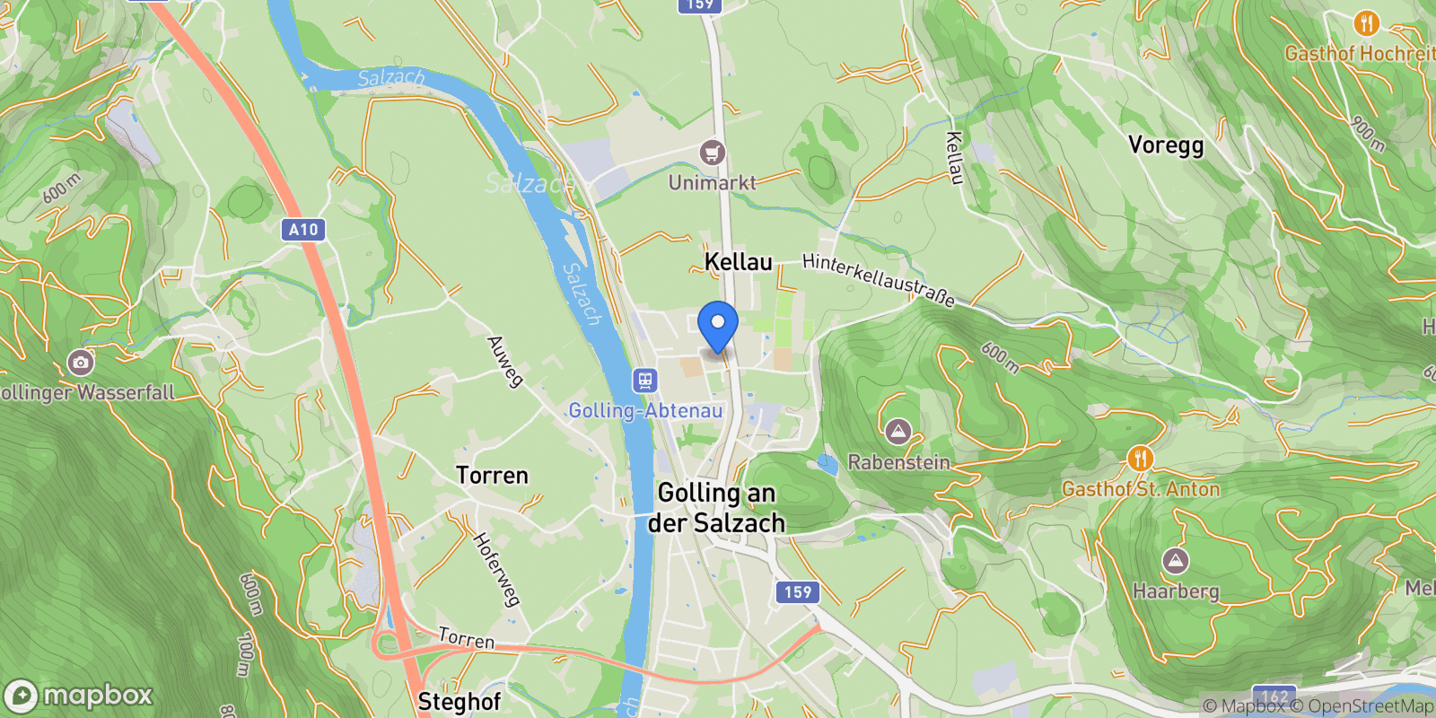 Map showing Achfeldweg, Golling an der Salzach, Salzburg, Austria.