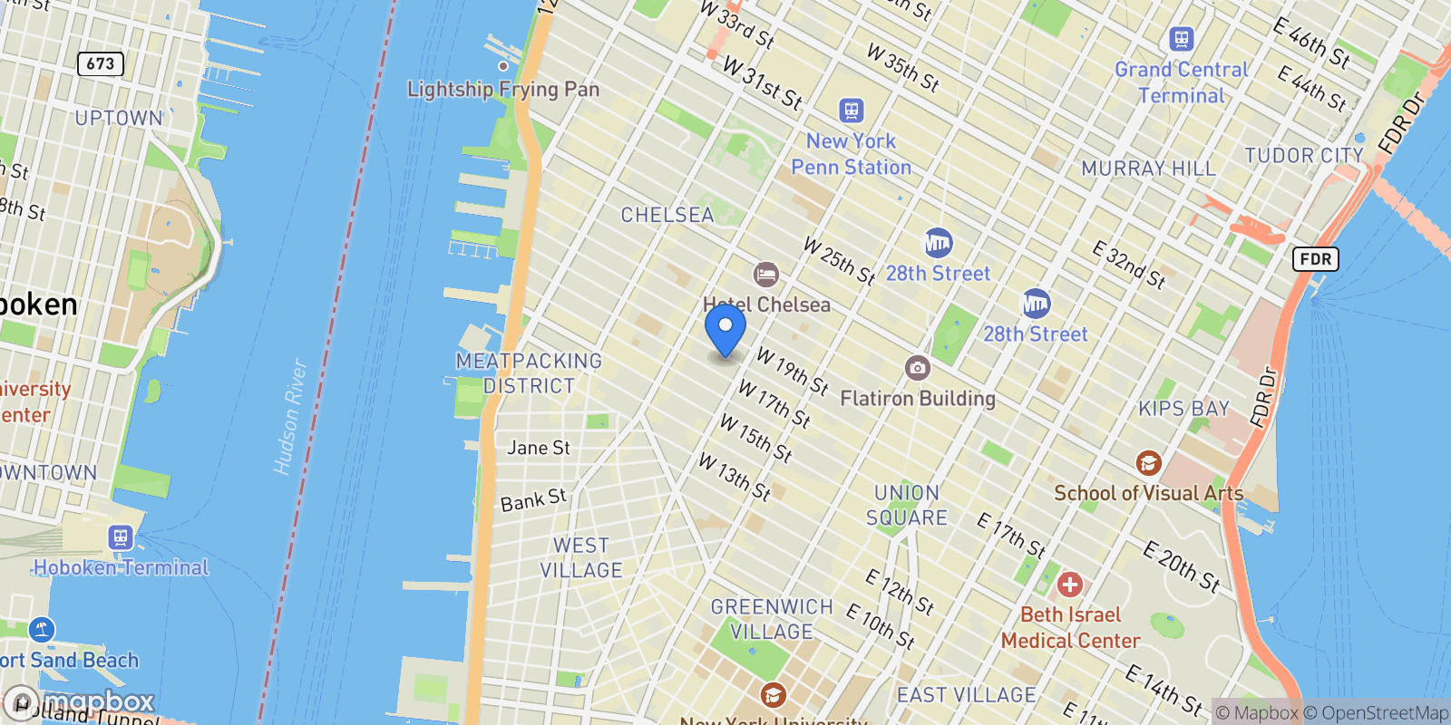 Map showing 212 W 18th Street Unit# PH2, New York (Manhattan), NY 10011, New York, New York, United States.