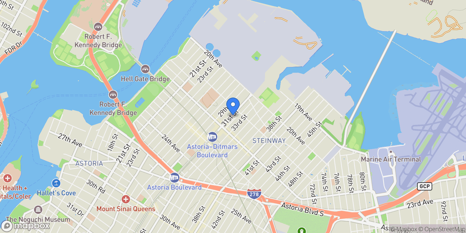 Map showing 21-21 31st Street Unit# 4E, Astoria, NY 11105, New York, New York, United States.