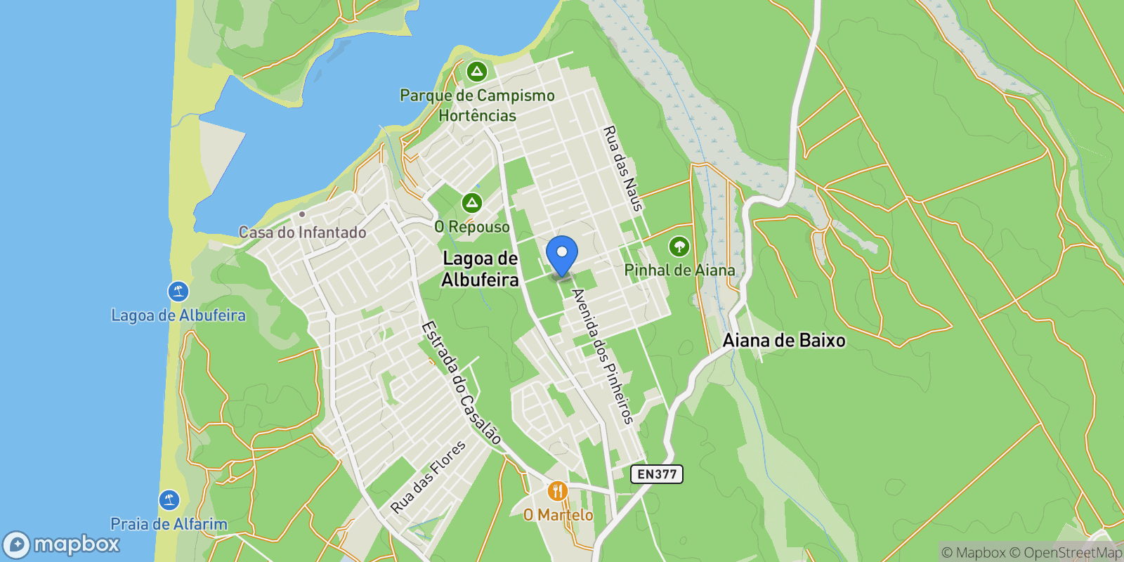 Map showing Lagoa De Albufeira, Setubal, Portugal.