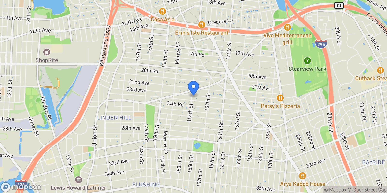 Map showing 23-03 154th Street , Whitestone, NY 11357, New York, New York, United States.