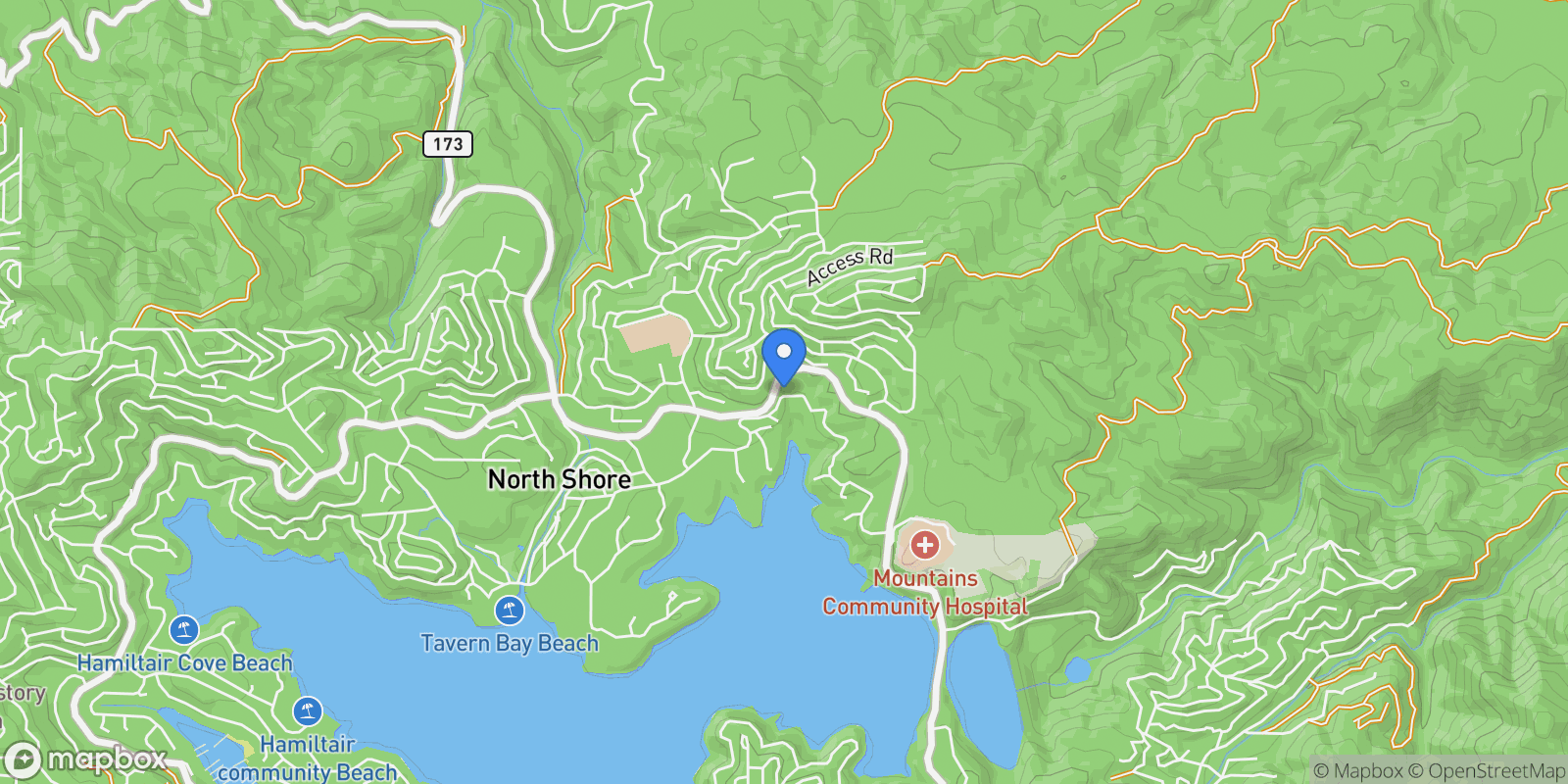 Map showing 28805 North Shore Road, Lake Arrowhead, California, United States.