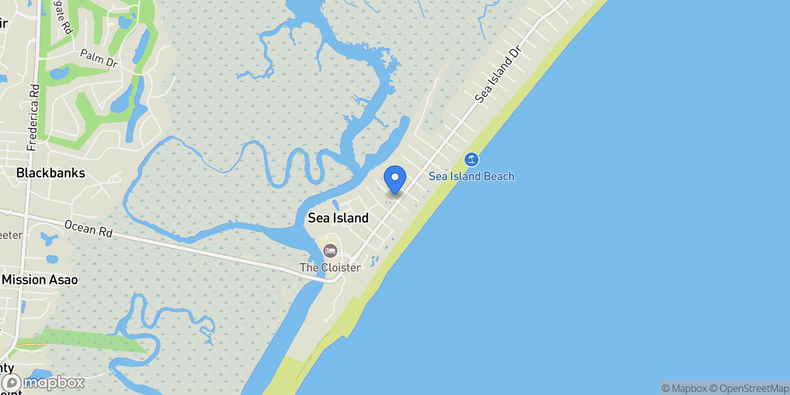 Map showing 204 W Eight Street, #(Cottage 4, Sea Island, GA, 31561, USA, Sea Island, Georgia, United States.